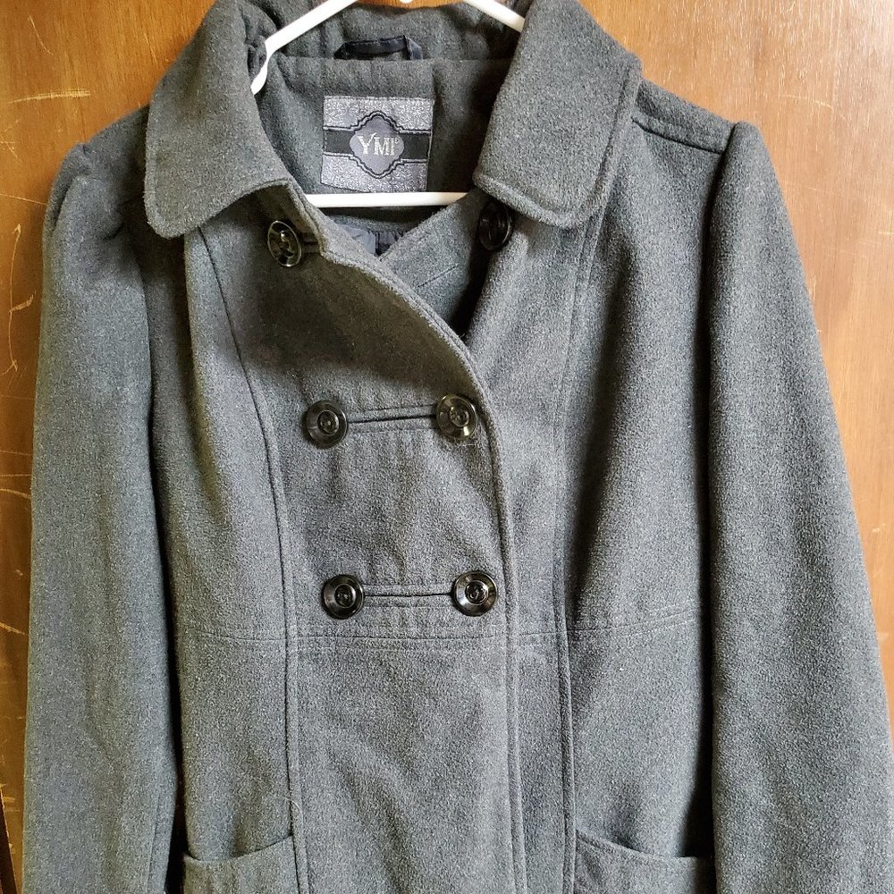 Black 10% Wool Coat - Large